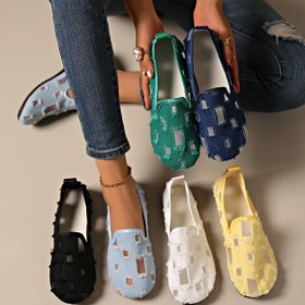 Resim Kadınların Günlük Kaydırmalı Loafers - Yumuşak Kumaş Üstü, Kauçuk Taban, Nefes Alabilir ve Hafif Tasarım, Günlük Giyim için, Tüm Mevsimler için Ayakkabılar | Pullon Stil Ayakkabılar | Rahat Ayakkabılar 