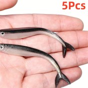 Resim 5 adet Bionic Minnow Yumuşak Balıkçılık Yemi, Tuzlu ve Tatlı Su Balıkçılığı için Gerçekçi Yüzme Hareketli Çatallı Kuyruk 