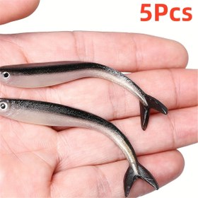 Resim 5 adet Bionic Minnow Yumuşak Balıkçılık Yemi, Tuzlu ve Tatlı Su Balıkçılığı için Gerçekçi Yüzme Hareketli Çatallı Kuyruk 