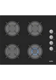 Resim Simfer Siyah Cam Ankastre Set (3500 Ocak + 8678 Davlumbaz) 