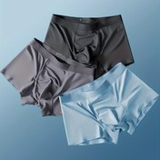 Resim 3'lü Erkek Naylon Boxer Külot - Dikişsiz, Esnek Kumaş Siyah, Kömür ve Açık Mavi Renklerde, Günlük Kıyafet için Rahat Kalıp, Günlük Kullanım Külotları|Düz Dokulu|Polyester Spandex Karışımı 