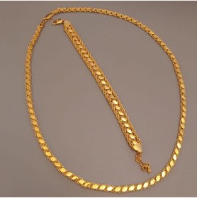 Resim barisiva gold 22 Ayar Altın Kaplama 60 Cm Arpa Pullu Zincir Ve Bileklik 