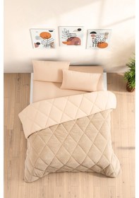 Resim Tek Kişilik Wellsoft Yorgan - Çarşaflı Yastık Kılıflı Uyku Seti Bej 