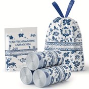 Resim 128 adet/87 adet/60 adet Yırtılmayan İpli Çöp Torbaları - Kalınlaştırılmış Evde Kullanılan Elde Tutulan Otomatik Mühürlü Tek Kullanımlık Plastik Torbalar Mutfak Temizliği, Mutfak, Banyo, Ev, Ev Malzemeleri 