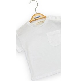Resim Çikoby Erkek Bebek Yakası Çıt Çıtlı Pamuklu Cep Detaylı Basic Tshirt-11669-ekru Ekru 