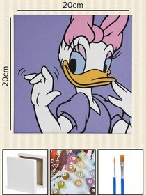 Resim Sayılarla Boyama 20x20 Cm Tuval Seti Fırça Boya Dahil Çıtaya Gerili - Daisy Duck 