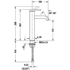 Resim Duravit C.1 Tezgah Üstü Lavabo Bataryası L Boy Mat Siyah, C11030002046 Siyah 