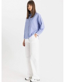 Resim Defacto Wide Leg Geniş Bol Paça Cepli Beyaz Basic Düz Gabardin Pantolon C4528AX24SMWT83 Beyaz 