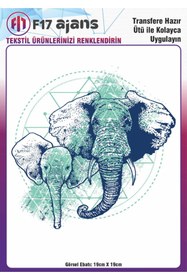 Resim F17 Ajans Ütü Ile Yapışan Tekstil Dtf Baskı Görseli Filler 