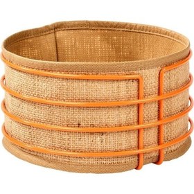 Resim Turuncu Paslanmaz Yuvarlak Ekmek Sepeti Jüt Kumaş, Lüks Sunum Sepeti - Çok Amaçlı Metal Turuncu 