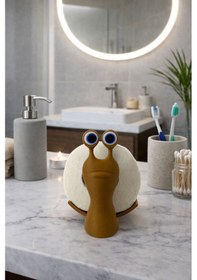 Resim Salyangoz Tuvalet Kağıdı Tutucu Dekoratif & Fonksiyonel Banyo Dekorasyonu Banyo Organizeri Kahverengi 