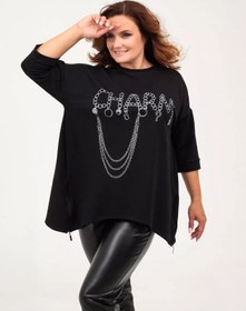 Resim Natali Büyük Beden Baskılı Şık Oversize Tunik 197112473 Siyah 