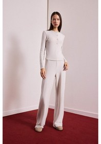 Resim Defacto Beli Lastikli Wide Leg Geniş Paça Eşofman Altı F0981ax25wnbg583 Bej-bg583 