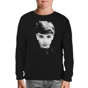 Resim Audrey Hepburn Siyah Çocuk Sweatshirt 