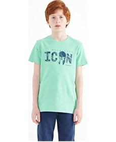 Resim Tommylife Tommy Life Su Yeşili Ön Yazı Nakışlı O Yaka Standart Kalıp Erkek Çocuk T-shirt - 11118 Su Yeşili 