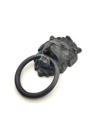 Resim Antika Tarz Dekoratif Pirinç Kapı Tokmağı, Taktak - 102x130 Mm, Oksit 