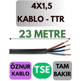 Resim Öznur 4x1,5 Ttr Kablo Metre Seçenekli Siyah - 23 Metre 