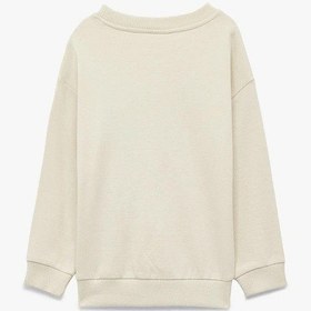 Resim Koton Erkek Bebek Pamuklu Uzun Kollu Bisiklet Yaka Kaplan Baskılı Sweatshirt Ekru 