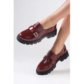 Resim Mio Gusto Katy Bordo Renk Kalın Tabanlı Kadın Loafer Ayakkabı 