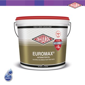 Resim İshakol Euromax Antibakteriyel Silikonlu Silinebilir Soft Mat Boya - 2,5L / Ayçiçeği 