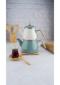 Resim Bambum Lumino Bambu Kulplu Emaye Çaydanlık Takımı Yeşil 