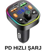 Resim SUNSAY Bluetooth Araç Kiti Araç Fm Transmitter USB Type-C MP3 SD Kart Flash Için Uygun PD Çakmaklık Girişli 