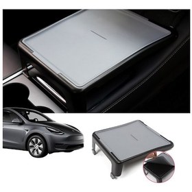 Resim Tesla Model Y / Model 3 Ön Orta Konsol Çok Amaçlı Masa, Gri Renk 