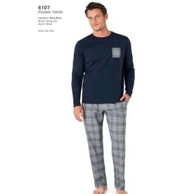 Resim Pierre Cardin 6107 Erkek Uzun Kollu Bisiklet Yaka Pijama Takımı-lacivert-lacivert-s Çok Renkli 