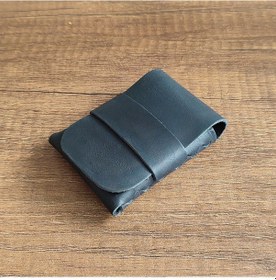 Resim Sumerian Leather Craft Minimalist Deri Kartlık Siyah Anahtarlık Hediye Siyah 