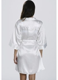 Resim Nbb Kadın Ekru Bride Saten Sabahlık 001 