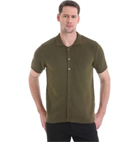 Resim Hatemoğlu Regular Fit Düz Düğmeli Kısa Kollu Triko Hırka 34162024c001 022 - Haki 