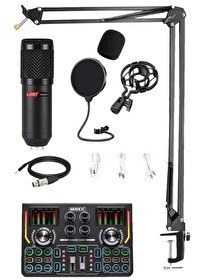 Resim Lastvoice BM800 Titanium V2 PC ve Telefon Set Efektli Ses Kartı Mikrofon Stand Kayıt Canlı Yayın 