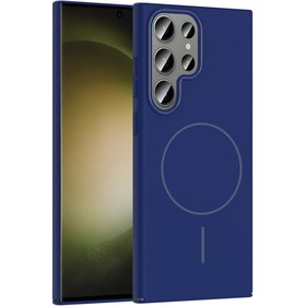 Resim Mobilzone Galaxy S24 Ultra Kılıf Magsafe Şarj Özellikli Zore Ruby Silikon Kapak - Lacivert 