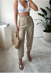 Resim Lady Pixie Gofre Kumaş Yanlardan Cepli Şalvar Pantolon 