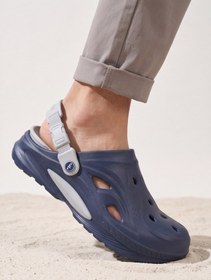 Resim Terra Strata: Erkek Çift Tabanlı Lacivert-Gri Comfort Clog Erkek Terlik - Tokalı Arka Bantlı Spor Sandalet, Havuz, Plaj ve Günlük Doğa Yürüyüşü Anatomik Terliği 