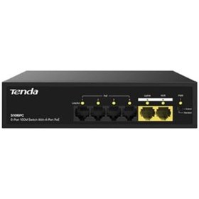 Resim Tenda S106pc 6 Port 4 Port Poe+ 10-100 Mbps + 2 Port Uplink Switc 