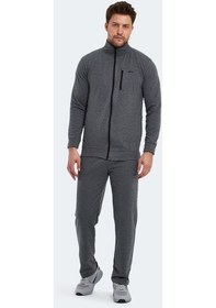 Resim Slazenger ORAN I Erkek Fermuarlı Dik Yaka Cepli Koyu Gri Eşofman Takımı 