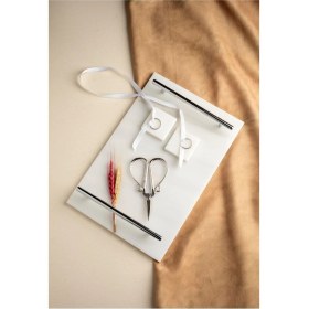 Resim Ince Mermer ve Gümüş Detaylı Söz Nişan Tepsisi, Makas, Yüzüklük ve Metal Kulplu Set 