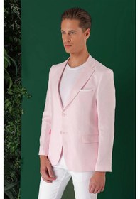Resim Efor Comfort Fit Çift Yırtmaç %100 Keten Casual Pembe Ceket C 668 Pembe 