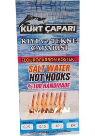 Resim Kurt Çapari 10 Numara 7 Kırmızı İğneli Turuncu Simli 0.25 Beden 0.15 Kısa Köstek Standart 