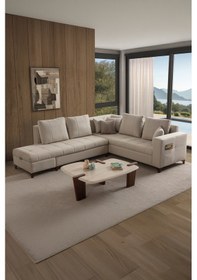 Resim Aura Köşe Koltuk Takımı Krem Sol Köşe Krem 