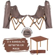 Resim Bag The Joy Ahşap Masa Sandalye Seti Kahverengi-Koyu Gri-60 60 55 Koyu Gri 