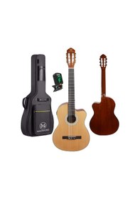 Resim Maxword X47 Profesyonel Masif Ağaç Ekolayzerli Elektro Klasik Gitar Seti 4/4 Üst Segment 