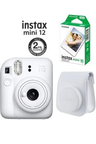 Resim Fujifilm Instax Mini 12 Beyaz Fotoğraf Makinesi 10'lu Film ve Deri Çantalı Seti 