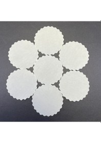 Resim 2500 Adet Tek Kullanımlık Beyaz Desenli Kağıt Bardak Altlığı 80 Mm Beyaz 