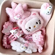 Resim 10 adet Sanrio kedi için flanel saç aksesuarları - Sevimli çizgi film peluş pembe saç tokaları, klipsler ve kedi ve arkadaş desenli scrunchies - Sevgililer Günü, partiler ve hediyeler için ideal, Sevgililer Günü hediyesi|Oyuncaksız aksesuar seti|Yumuşak dokulu, kedi aksesuarları için 