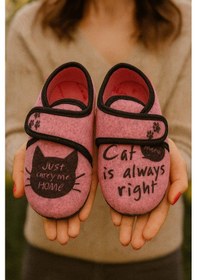 Resim Pati Baskılı Cırtlı Kız Çocuk Panduf Pembe 