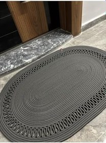 Resim Amsterdam Serisi Jüt, Desenli Kapı Önü, Paspas, Banyo Paspası, Balkon Paspası/Hediyelik, Ev Eşyası Antrasit 80 x 150 