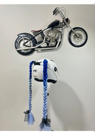Resim Motor & Motosiklet Mavi Ombreli Çift Örgü Saç Kask Dış Aksesuar Diğer 