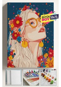 Resim Sayılarla Boyama Seti Numaralı Tuval Fırça Boya Dahil Kasnaklı Set 50x70 Cm - Çiçekgökyüzü 03 